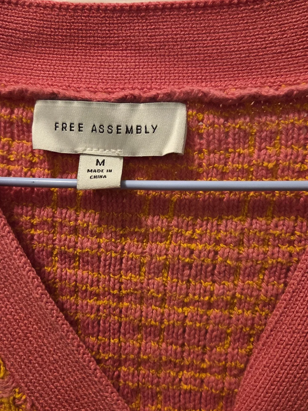 Free assembly Pink & Yellow Knit Cardigan Sweater